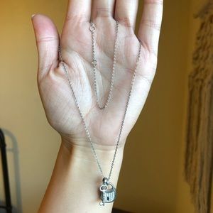 fossil key and lock necklace